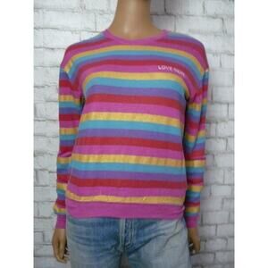 $88 Spiritual Gangster Love More Savasana Rainbow Stripe Pullover Small NEW